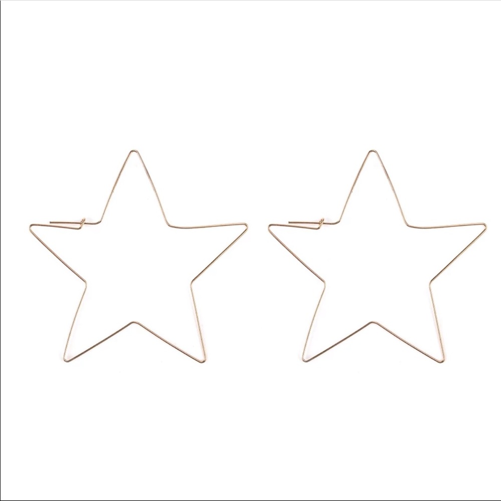New Hollow Simple Large Star Shaped Hoop Earrings - Picture 2 of 2
